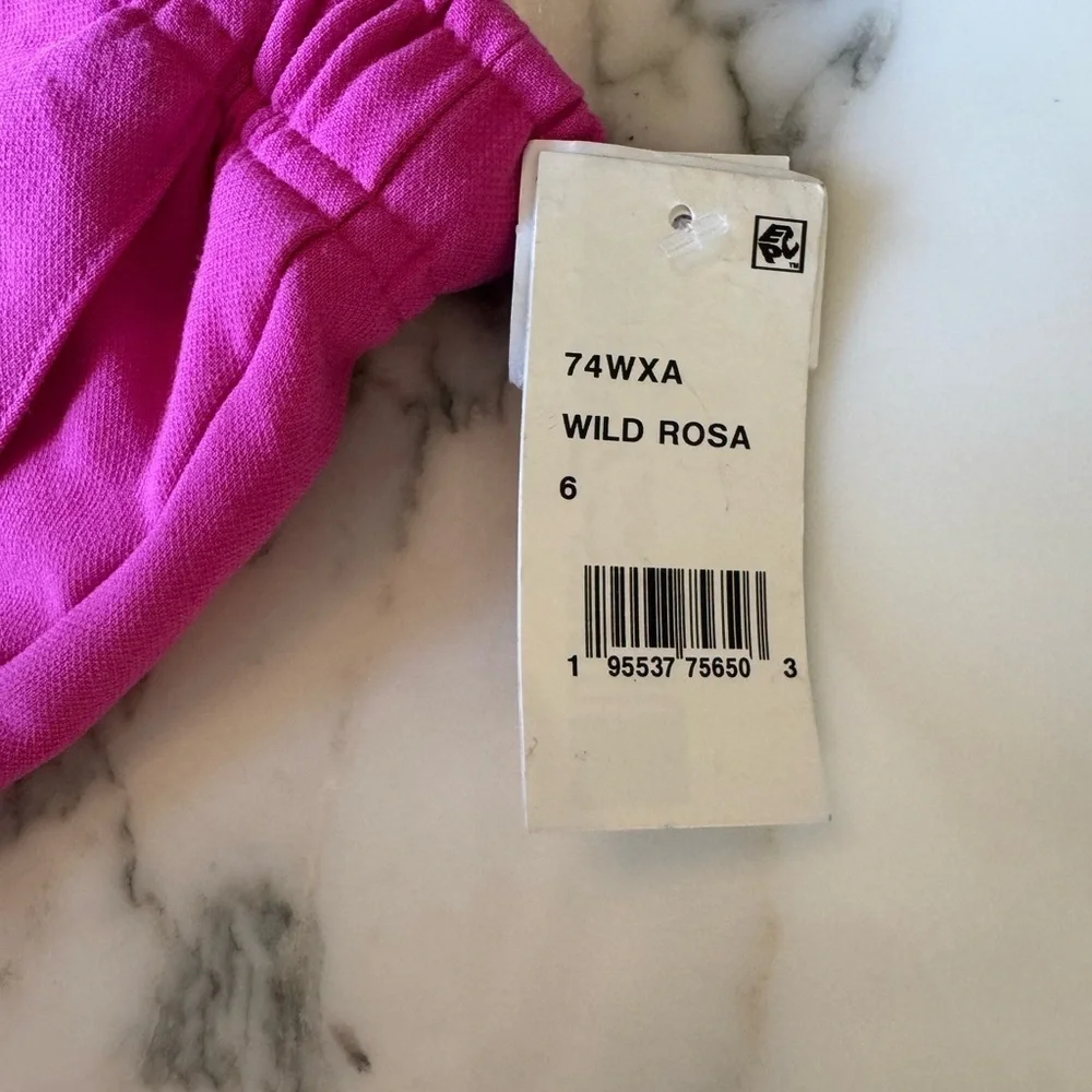 NWT French Connection Emiko Whisper Ruth Pants In Wild Rosa Sz 6 drawstring - Picture 7 of 9